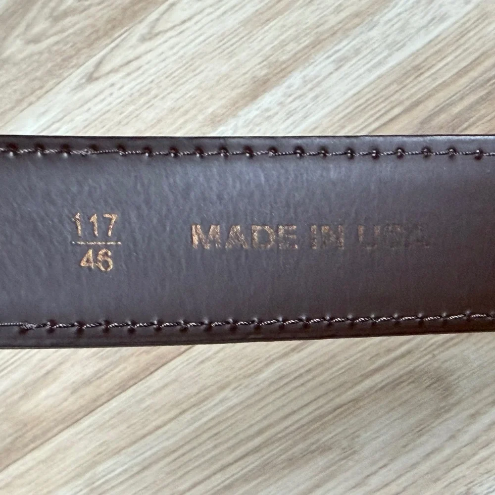 Allen Edmonds Belt Mens 46 Brown Leather Dress Italian Calfskin Made in USA